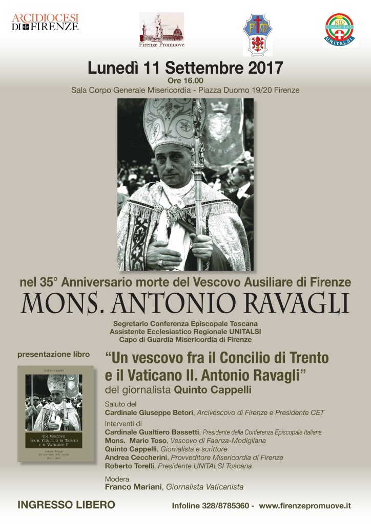 Invito cerimonia Vescovo Mons. Antonio Ravagli - 11 sett 2017 ore 16 Firenze